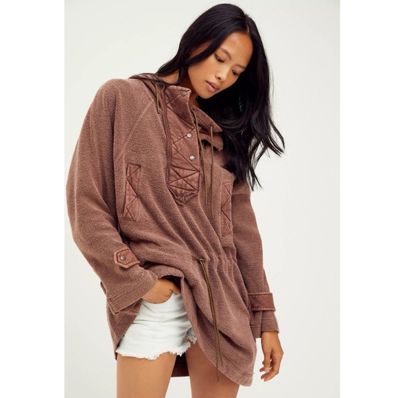 Free People We The Free Sadie Surplus Knit Jacket Sweatshirt Dress - Picture 1 of 7